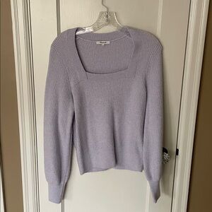 NWOT Madewell mel wood square neck sweater coziest yarn heather hyacinth